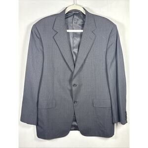 Canali 100% Pure Wool Gray With Gray & Blue Stripe Sport‎ Coat Blazer Jacket 52S